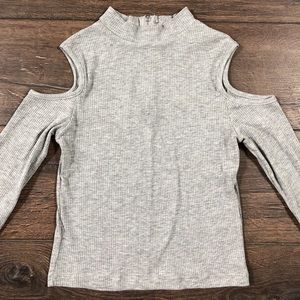 Cold Shoulder Long Sleeve Crop Top